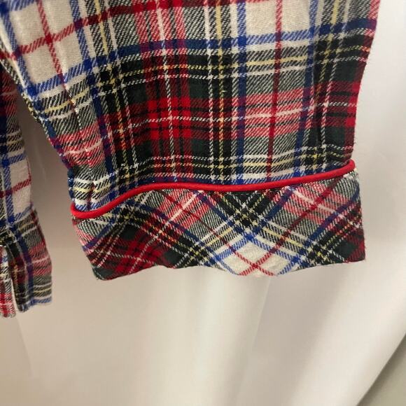 Lauren Ralph Lauren sleep shirt pajama top white red green plaid women's large - Picture 7 of 16